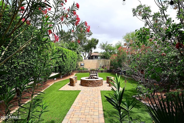 14605 S 35th Pl, Phoenix, AZ 85044 - view of yard with an outdoor fire pit and a patio area