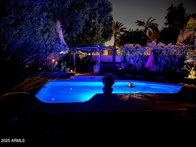 14605 S 35th Pl, Phoenix, AZ 85044 - pool at twilight with an outdoor pool and a patio