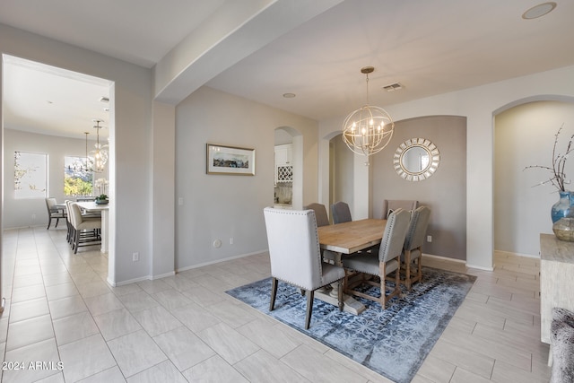 dining room with an inviting chandelier