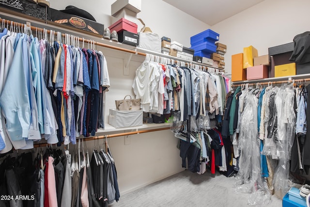 spacious closet featuring light carpet