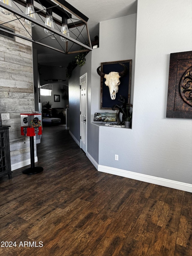 hallway featuring dark wood-type flooring