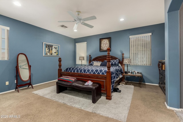 4123 S Wayne Pl, Chandler, AZ 85249 - carpeted bedroom with baseboards, a ceiling fan, and recessed lighting