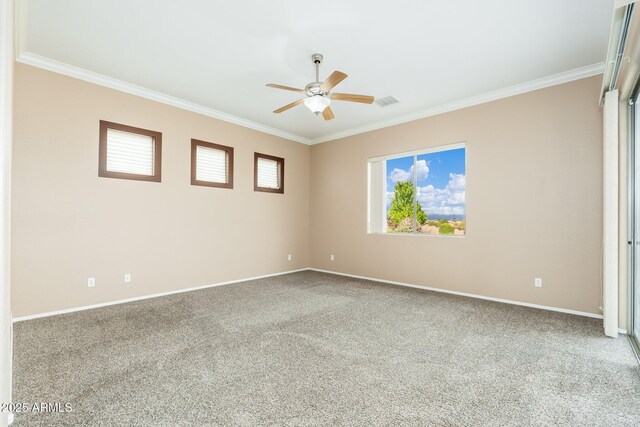 4253 N Yates Ave, Prescott Valley, AZ 86314 - carpeted spare room featuring crown molding, ceiling fan, and baseboards