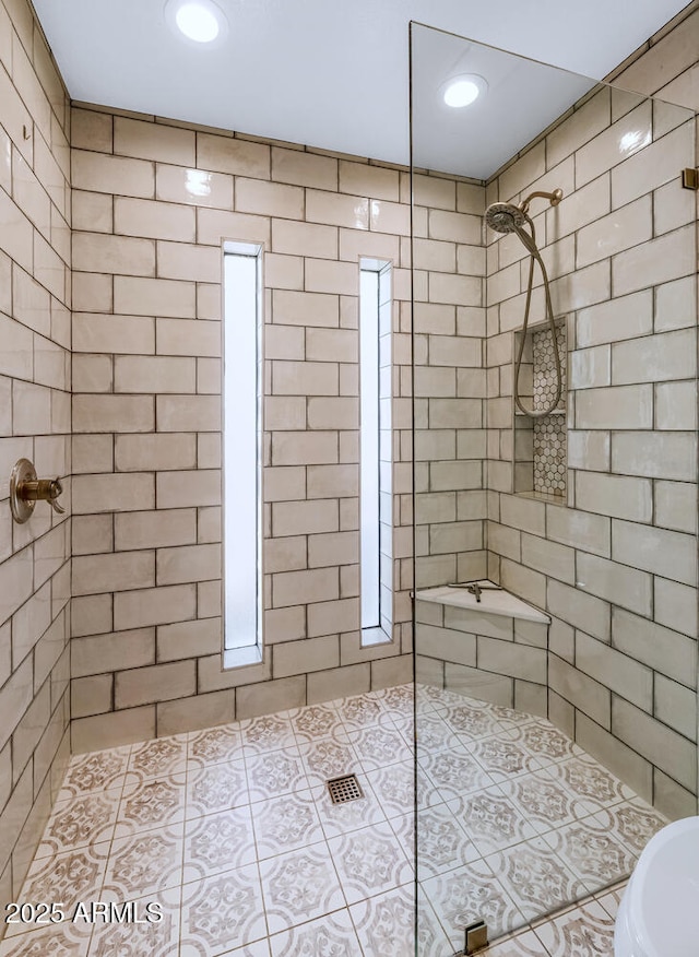 full bathroom featuring walk in shower