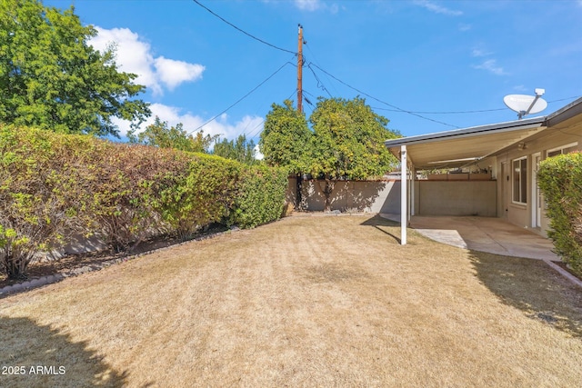 view of yard with a patio