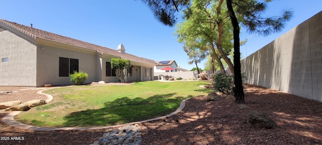 view of yard with a fenced backyard