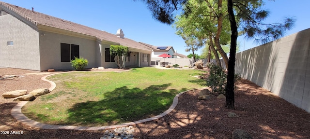 view of yard featuring a fenced backyard