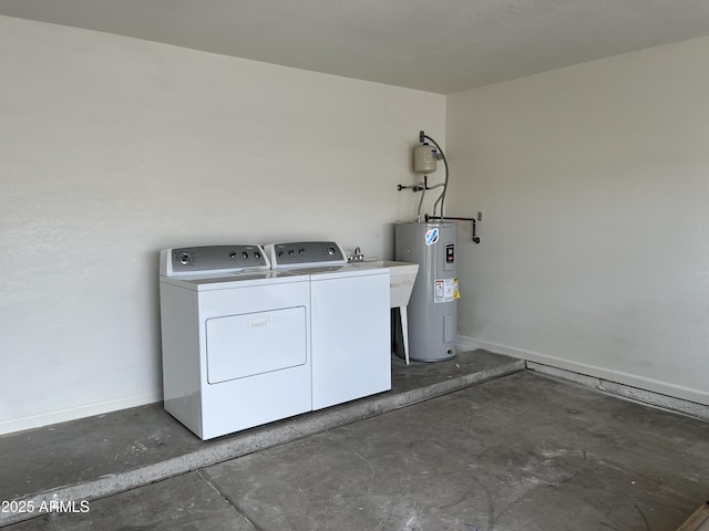 2169 E Bishop Dr, Tempe, AZ 85282 - laundry room with washer and dryer, water heater, and baseboards