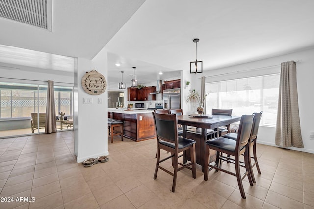 view of tiled dining space