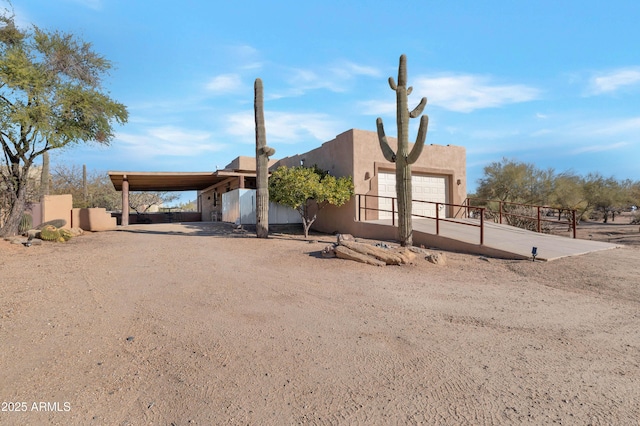 adobe home with a garage