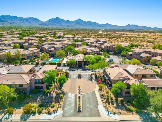 aerial view with a residential view and a mountain view