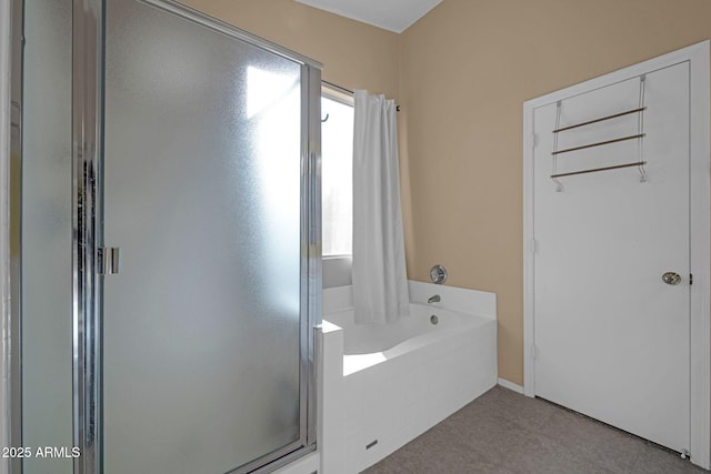 bathroom with plus walk in shower