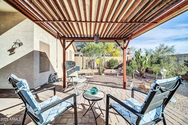 view of patio / terrace featuring a pergola