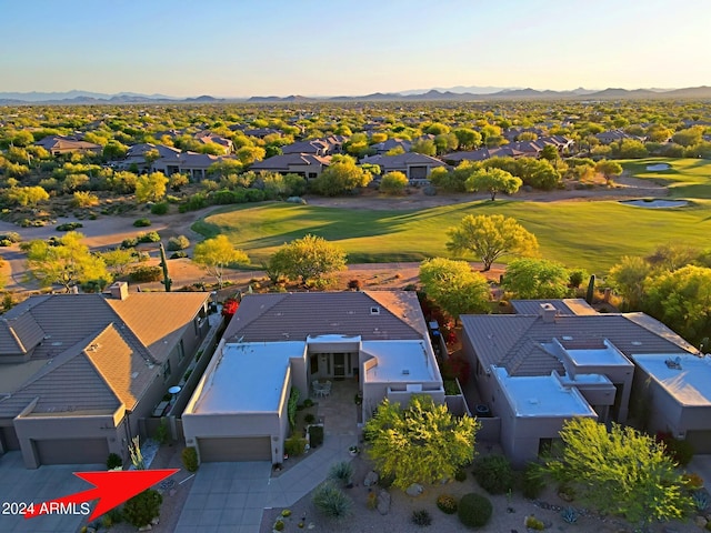 aerial view with a mountain view