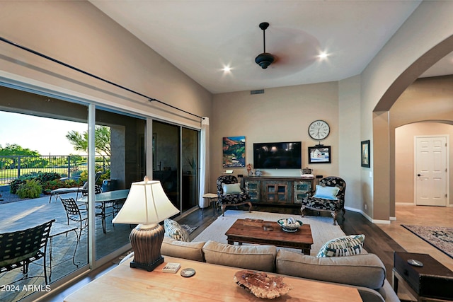 living room featuring wood-type flooring