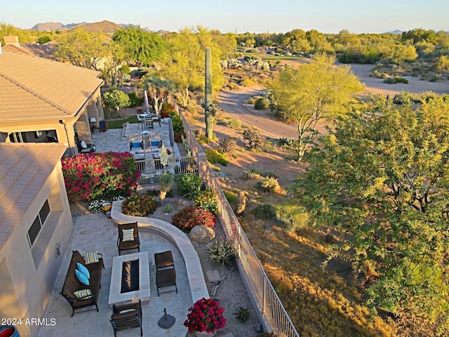 aerial view with a mountain view