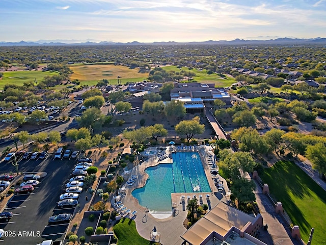 aerial view featuring a mountain view