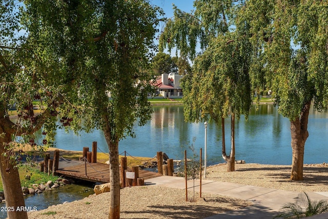 view of dock featuring a water view