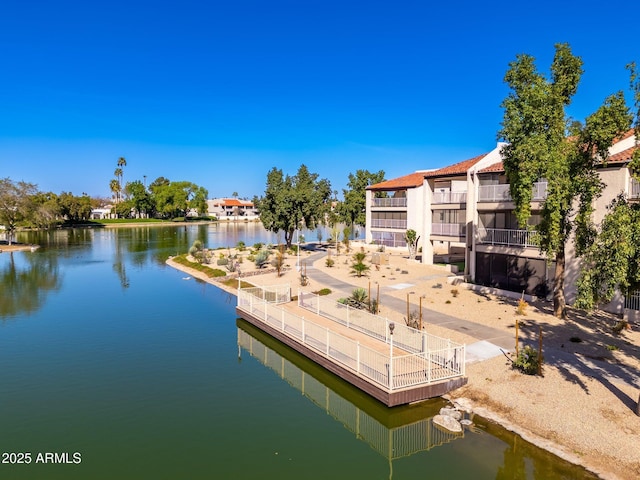 view of dock featuring a water view