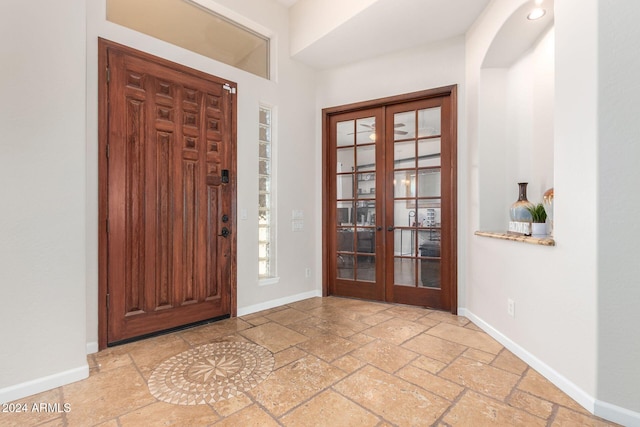 foyer entrance with french doors