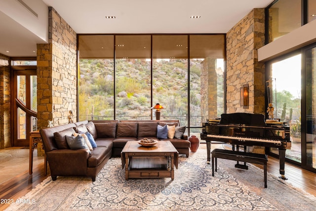 living room with wood-type flooring