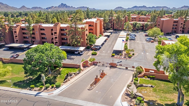 bird's eye view with a mountain view