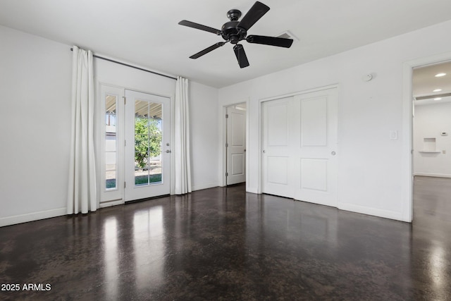 2740 N 21st Dr, Phoenix, AZ 85009 - unfurnished bedroom with baseboards, ceiling fan, recessed lighting, access to outside, and finished concrete floors