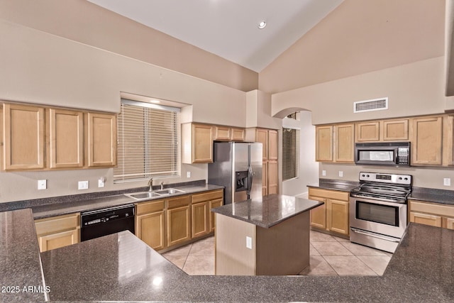 21373 N 94th Ave, Peoria, AZ 85382 - kitchen with a sink, black appliances, and light brown cabinets
