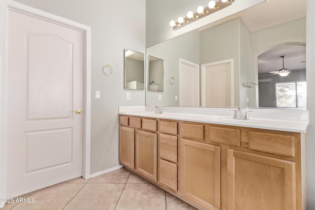 21373 N 94th Ave, Peoria, AZ 85382 - full bath featuring a sink, tile patterned floors, a ceiling fan, and double vanity