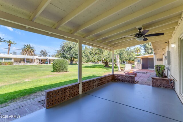 view of patio / terrace featuring ceiling fan