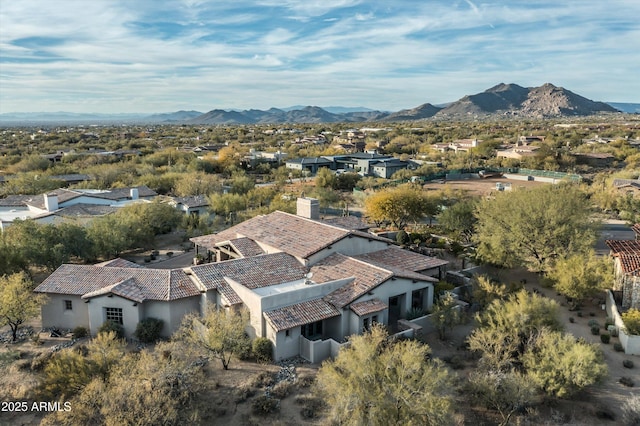 aerial view with a mountain view