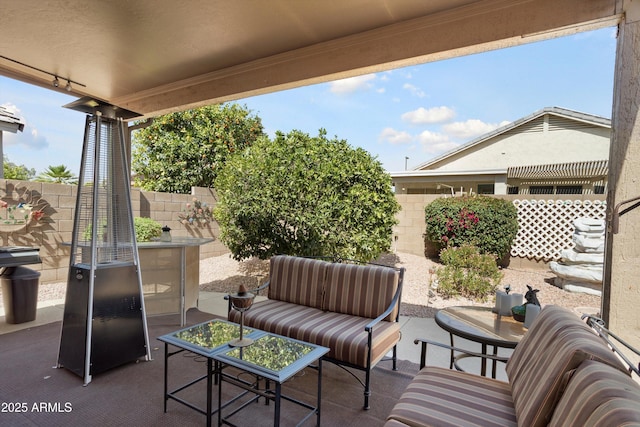 view of patio featuring a fenced backyard