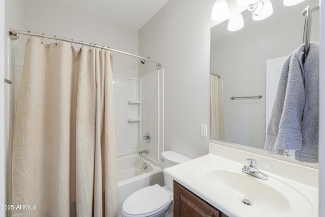 40232 W Marion May Ln, Maricopa, AZ 85138 - bathroom featuring toilet, vanity, and shower / tub combo with curtain