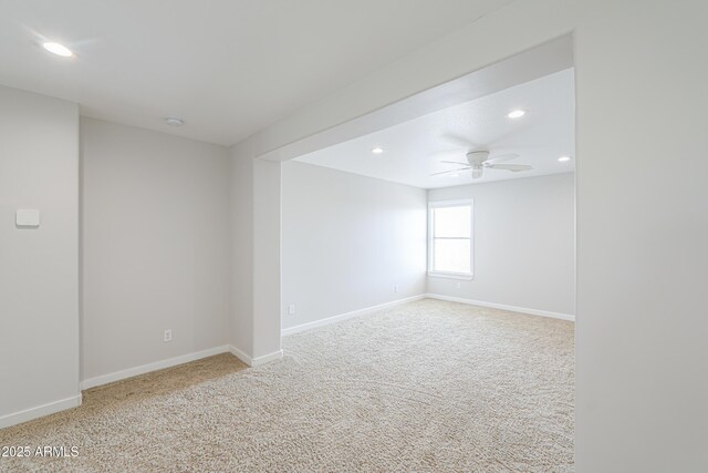 40232 W Marion May Ln, Maricopa, AZ 85138 - spare room featuring recessed lighting, a ceiling fan, carpet, and baseboards