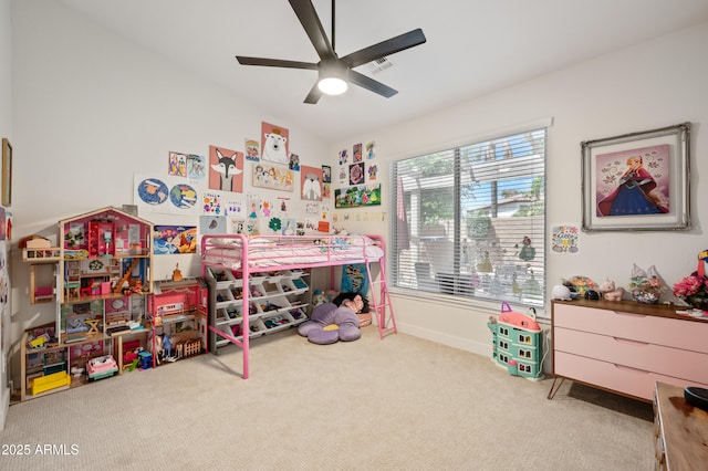 1748 E Cortez Dr, Gilbert, AZ 85234 - carpeted bedroom with baseboards, a ceiling fan, and visible vents