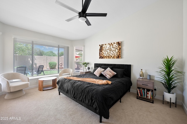 1748 E Cortez Dr, Gilbert, AZ 85234 - bedroom with a ceiling fan, baseboards, vaulted ceiling, and carpet