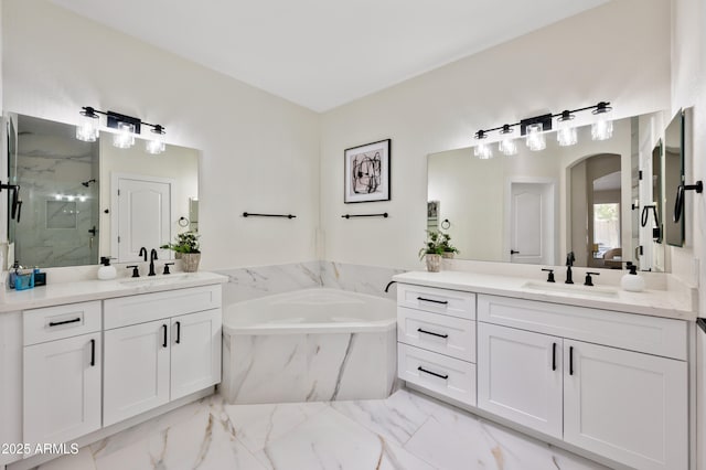 1748 E Cortez Dr, Gilbert, AZ 85234 - full bathroom featuring a marble finish shower, a sink, and marble finish floor