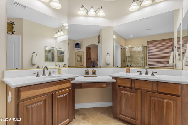 6870 S Justin Way, Chandler, AZ 85249 - bathroom featuring a shower stall and two vanities