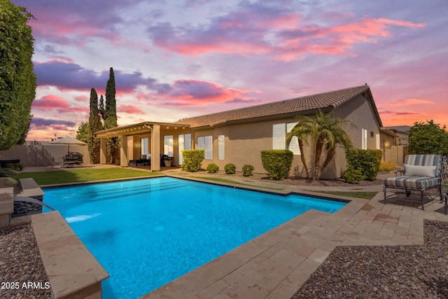 6870 S Justin Way, Chandler, AZ 85249 - view of swimming pool featuring a patio area, a fenced backyard, and a pergola
