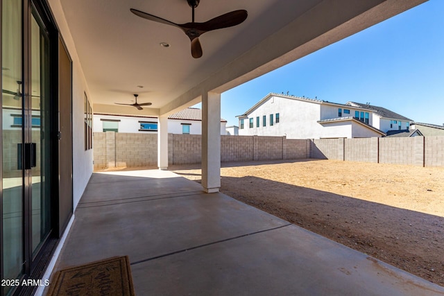 view of patio with ceiling fan