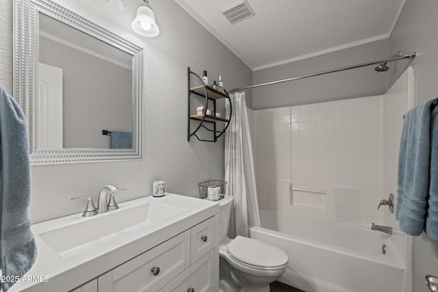 3905 E Derringer Way, Gilbert, AZ 85297 - full bathroom featuring crown molding, a textured wall, shower / tub combo, and vanity