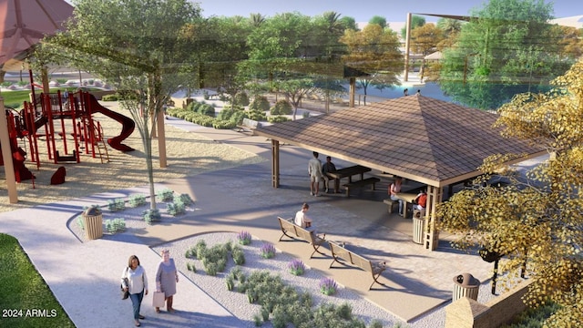 view of home's community featuring a playground and a gazebo