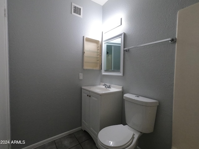 bathroom with tile patterned flooring, toilet, and vanity