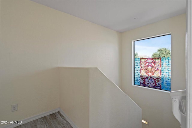 stairway with wood-type flooring