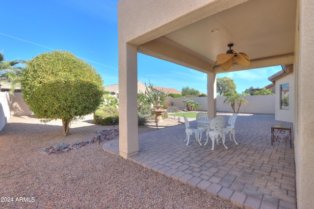 view of patio / terrace with ceiling fan