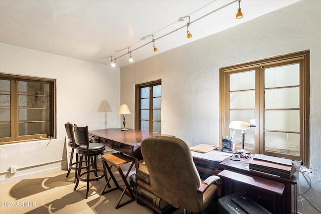 1614 Palmcroft Dr SW, Phoenix, AZ 85007 - office with french doors, track lighting, and a textured wall