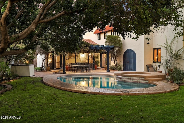 1614 Palmcroft Dr SW, Phoenix, AZ 85007 - pool featuring a patio area, a lawn, and a pergola