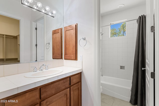 22463 N 54th St, Phoenix, AZ 85054 - bathroom featuring vanity, shower / bath combo, tile patterned floors, and toilet