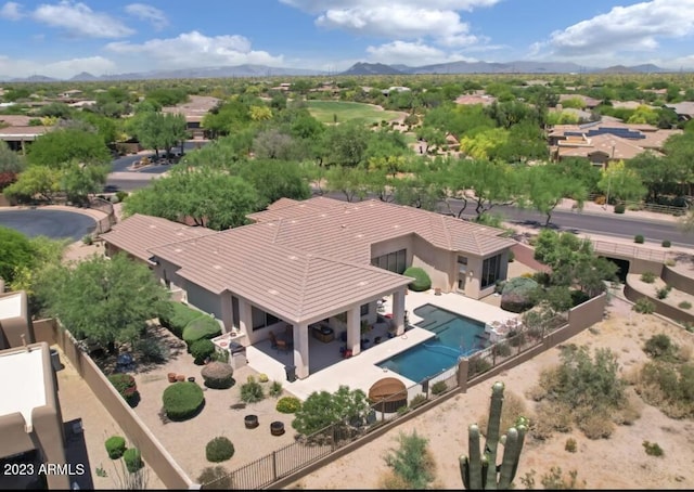 22463 N 54th St, Phoenix, AZ 85054 - aerial view of property and surrounding area featuring a mountainous background and a pool area