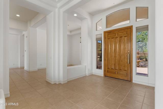 22463 N 54th St, Phoenix, AZ 85054 - foyer featuring light tile patterned flooring, recessed lighting, and baseboards